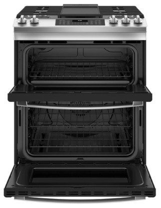 NEW GE® 30" Slide-In Front Control Gas Double Oven Range Stainless Steel - JCGSS86SPSS - Image 3