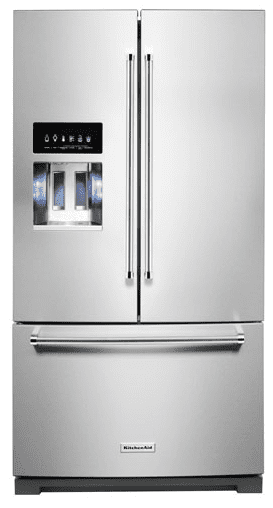 OPEN BOX KitchenAid 36" 27 Cu Ft French Door Refrigerator w/ Water & Ice Dispenser (KRFF577KPS) -Stainless Steel